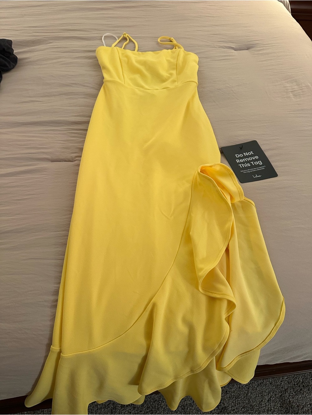 Lulu's Canary Yellow High-Low Ruffle Dress - Picture 4 of 6